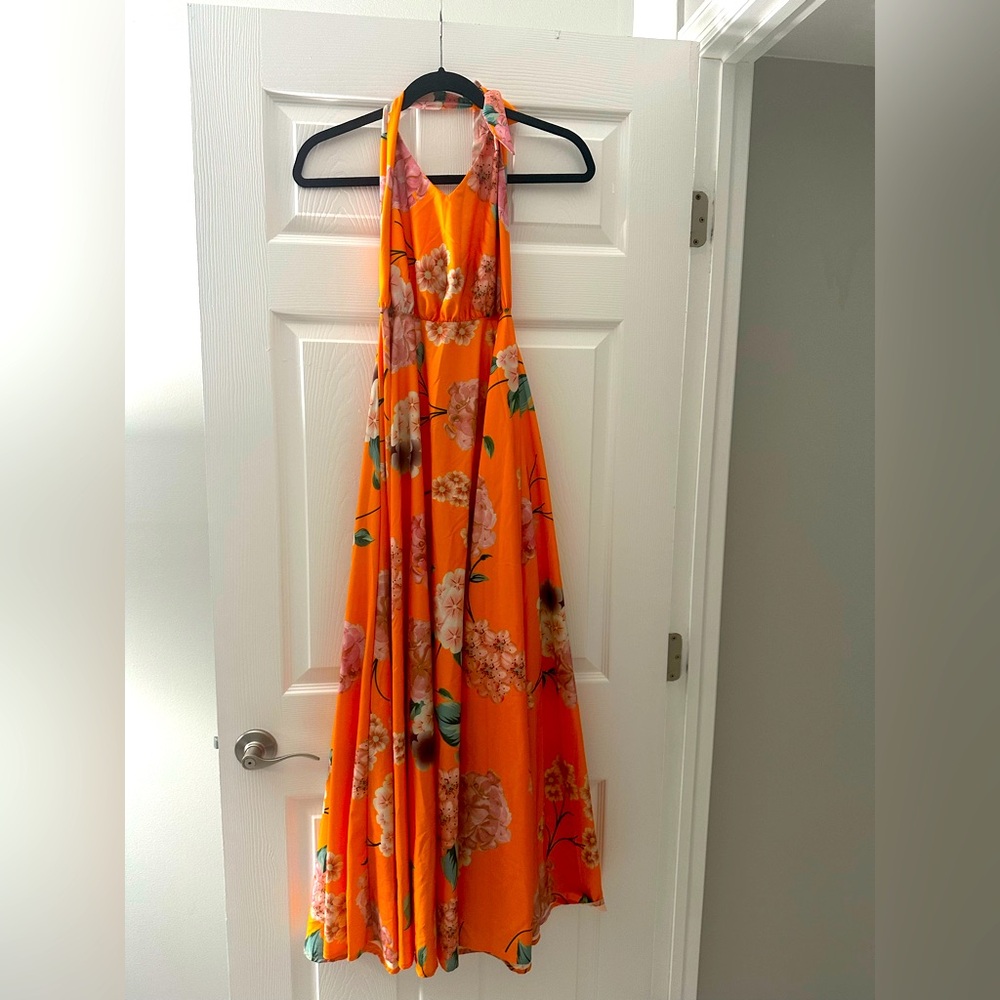 New Long backless floral dress